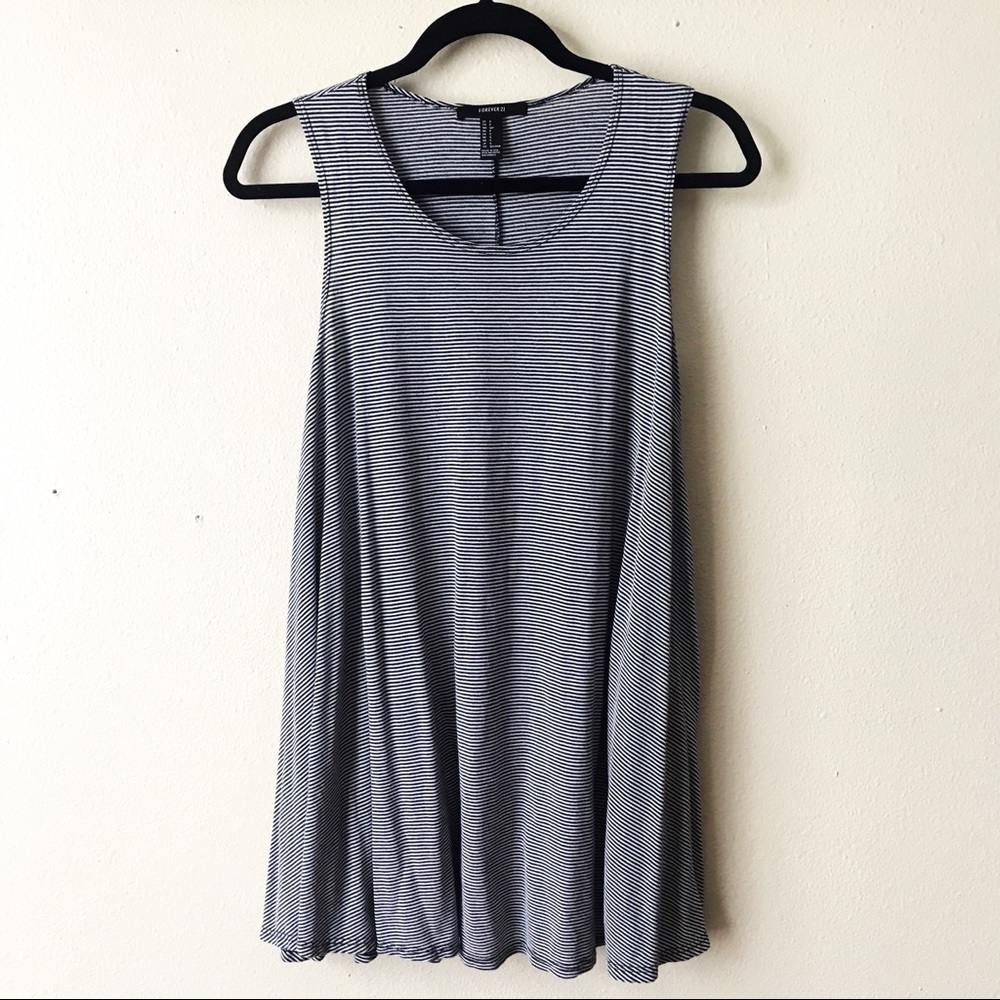 Black and White Striped Tank Top Dress